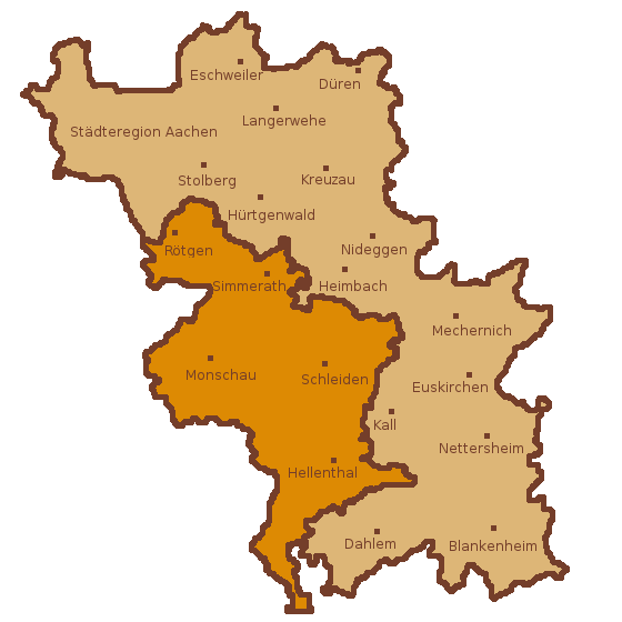 Karte zum Wolfsgebiet Eifel, Hohes Venn