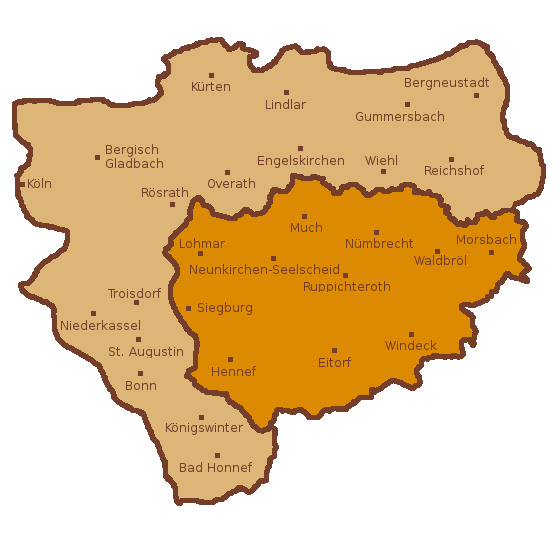 Karte zum Wolfsgebiet Oberbergisches Land